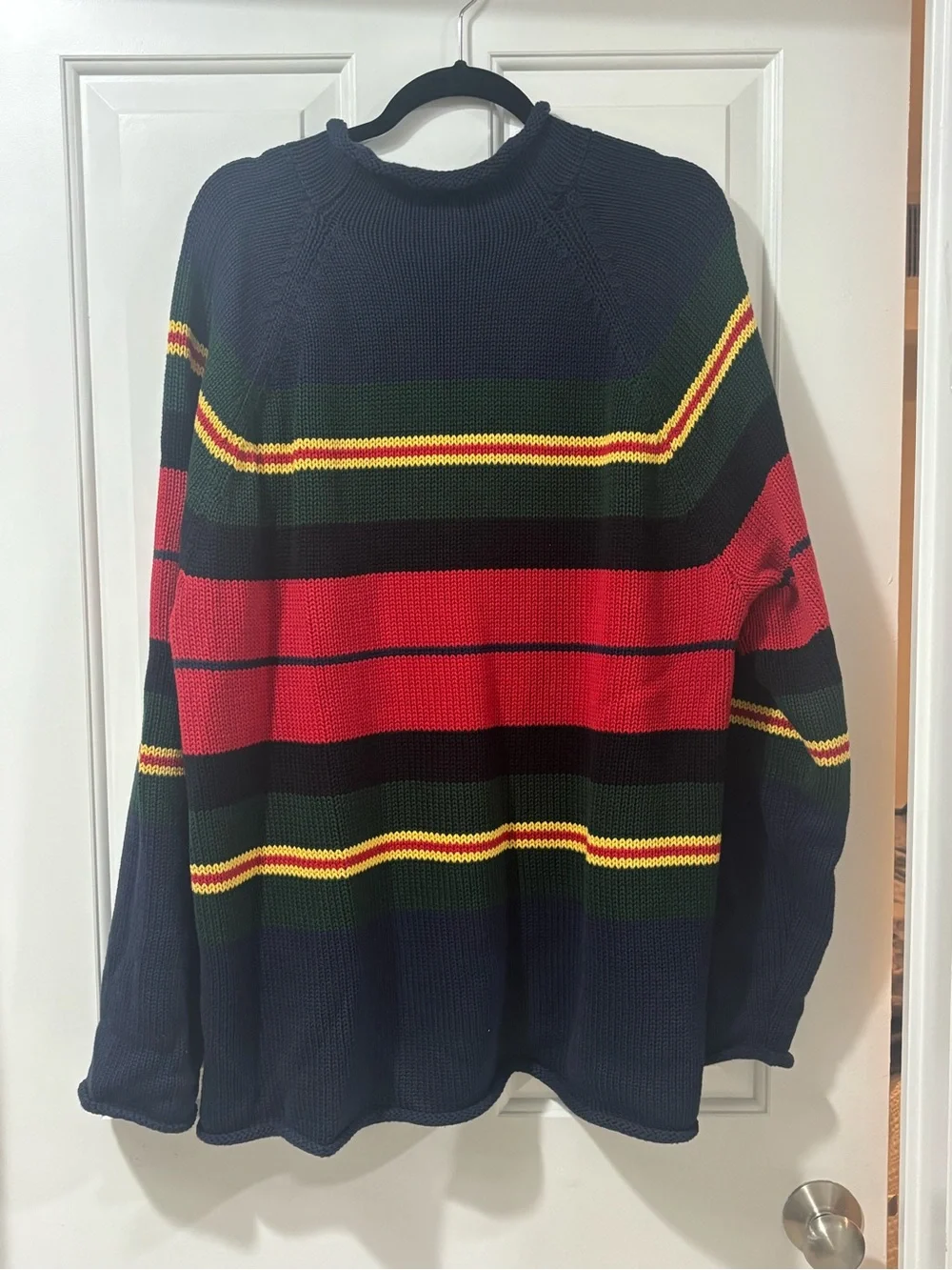 J Crew 1988 Rollneck™ sweater in cotton rugby stripe CL412